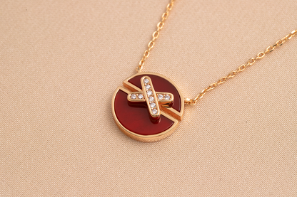 [LOXURA]JEUX DE PINK GOLD DIAMOND NECKLACE