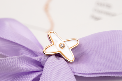 [LOXURA]JEUX DE WHITE MOP ROSE GOLD DIAMOND EARRINGS