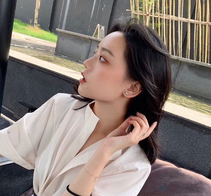 [LOXURA]JEUX DE WHITE MOP PINK GOLD DIAMOND EARRINGS