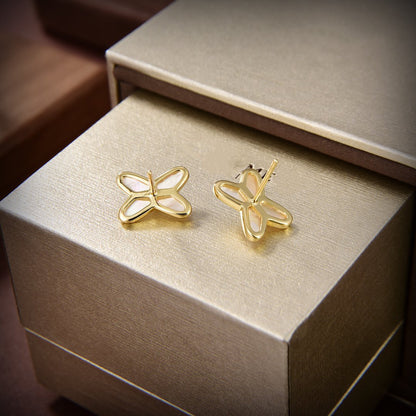 [LOXURA]JEUX DE WHITE MOP GOLD DIAMOND EARRINGS
