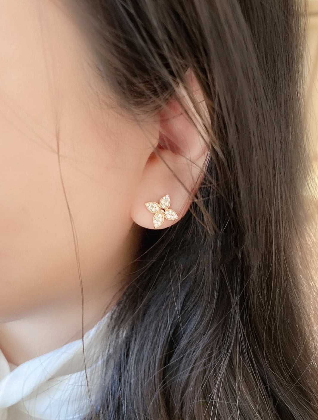 [LOXURA]STAR BLOSSOM STUD EARRINGS PINK GOLD DIAMONDS