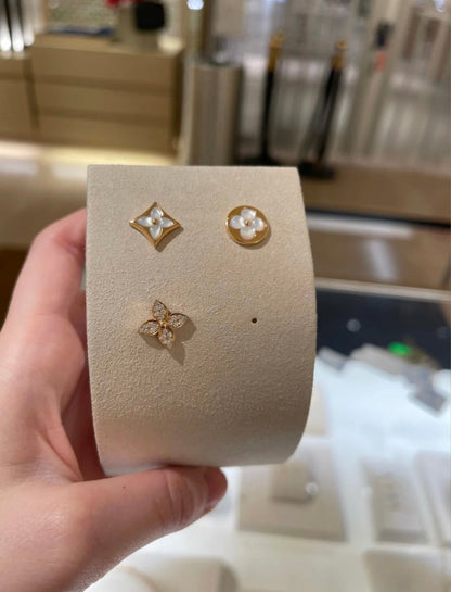 [LOXURA]STAR BLOSSOM STUD EARRINGS PINK GOLD DIAMONDS