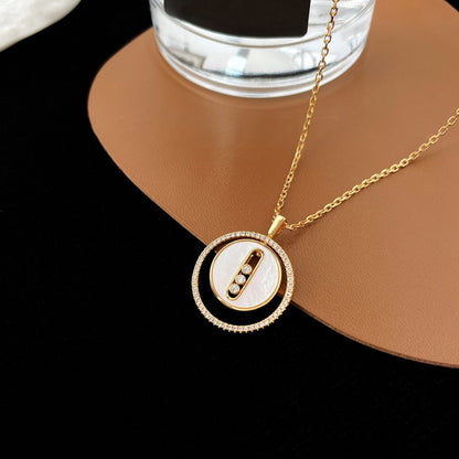 [LOXURA]LUCKY MOVE MM NACRE BLANCHE DIAMOND NECKLACE