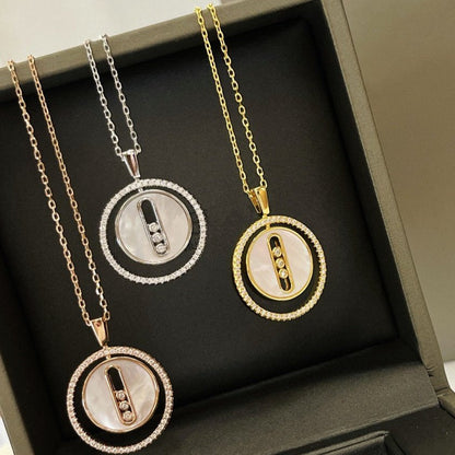[LOXURA]LUCKY MOVE MM NACRE BLANCHE DIAMOND NECKLACE