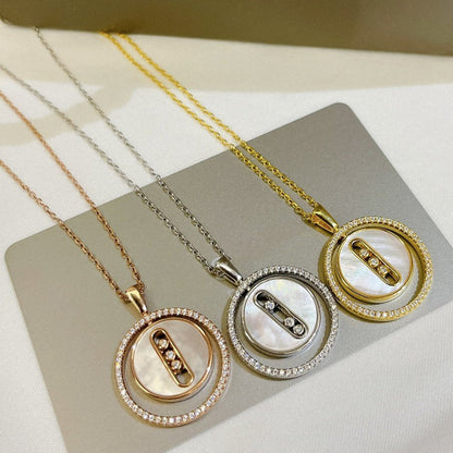 [LOXURA]LUCKY MOVE MM NACRE BLANCHE DIAMOND NECKLACE