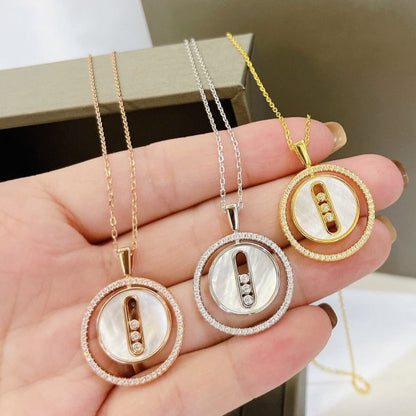 [LOXURA]LUCKY MOVE MM NACRE BLANCHE DIAMOND NECKLACE