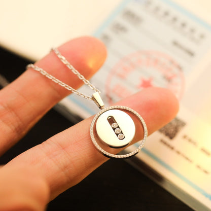 [LOXURA]LUCKY MOVE MM SILVER DIAMOND NECKLACE