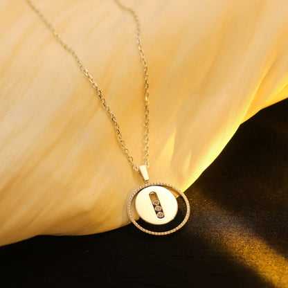 [LOXURA]LUCKY MOVE MM SILVER DIAMOND NECKLACE