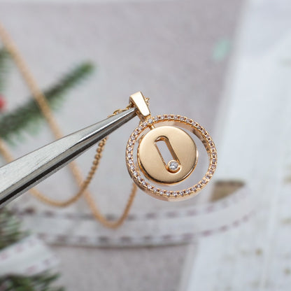 [LOXURA]LUCKY MOVE PM NECKLACE PINK GOLD DIAMOND
