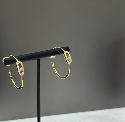 [LOXURA]CREOLES MOVE UNO PM DIAMOND EARRINGS