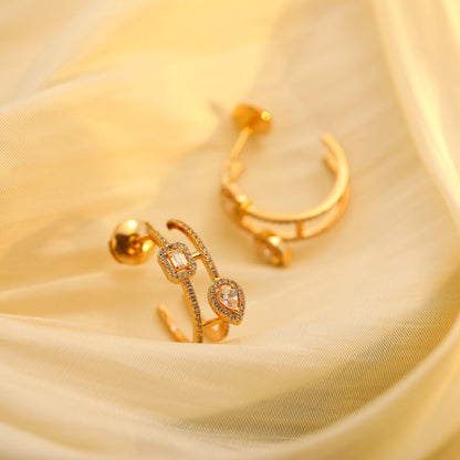 [LOXURA]CREOLES MY TWIN 2 RANGS SILVER DIAMOND EARRINGS