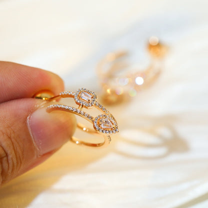 [LOXURA]CREOLES MY TWIN 2 RANGS SILVER DIAMOND EARRINGS
