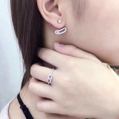 [LOXURA]MOVE UNO SILVER DIAMOND EARRINGS