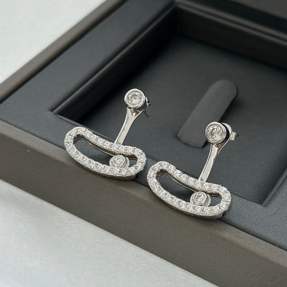 [LOXURA]MOVE UNO SILVER DIAMOND EARRINGS
