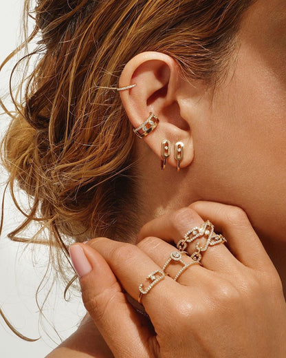 [LOXURA]CREOLES MOVE UNO MINI 1 DIAMOND EARRINGS
