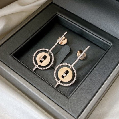 [LOXURA]LUCKY MOVE ARROW PINK GOLD DIAMOND EARRINGS