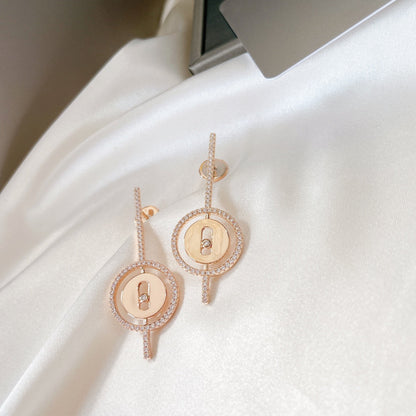 [LOXURA]LUCKY MOVE ARROW PINK GOLD DIAMOND EARRINGS