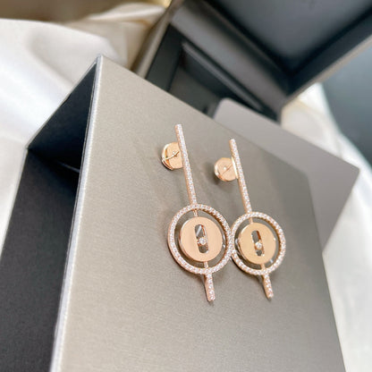 [LOXURA]LUCKY MOVE ARROW PINK GOLD DIAMOND EARRINGS