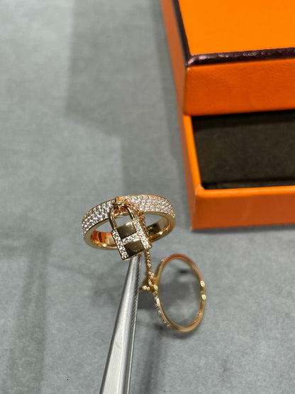 [LOXURA]HM KELLY CLOCHETTE DOUBLE RING IN  WITH DIAMONDS