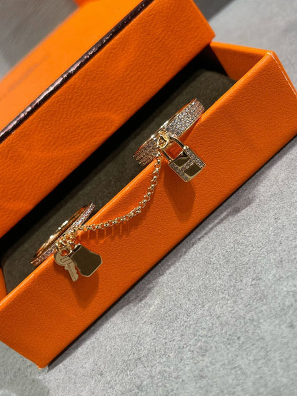 [LOXURA]HM KELLY CLOCHETTE DOUBLE RING IN  WITH DIAMONDS