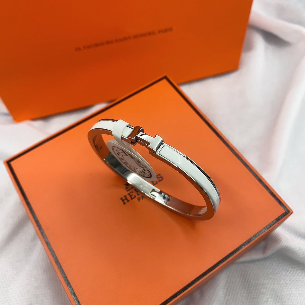 [LOXURA]CLASSIC HM CLIC WHITE 8MM ENAMEL BRACELET