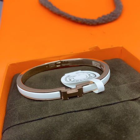 [LOXURA]CLASSIC HM CLIC WHITE 8MM ENAMEL BRACELET