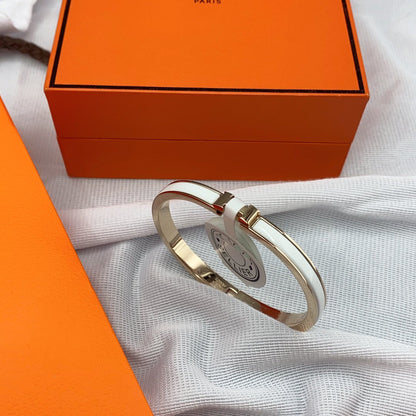 [LOXURA]CLASSIC HM CLIC WHITE 8MM ENAMEL BRACELET
