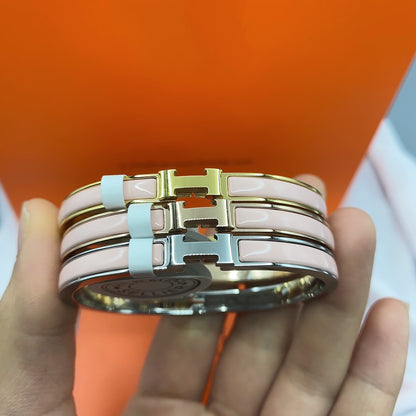 [LOXURA]CLASSIC HM CLIC  PINK 8MM ENAMEL BRACELET