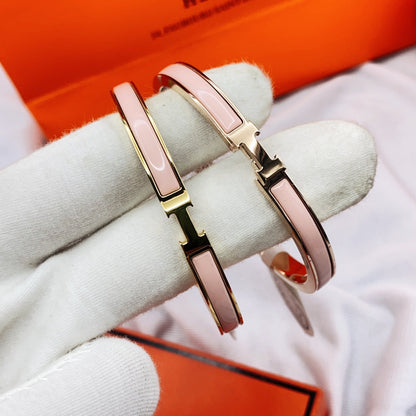 [LOXURA]CLASSIC HM CLIC  PINK 8MM ENAMEL BRACELET