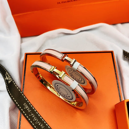 [LOXURA]CLASSIC HM CLIC  PINK 8MM ENAMEL BRACELET