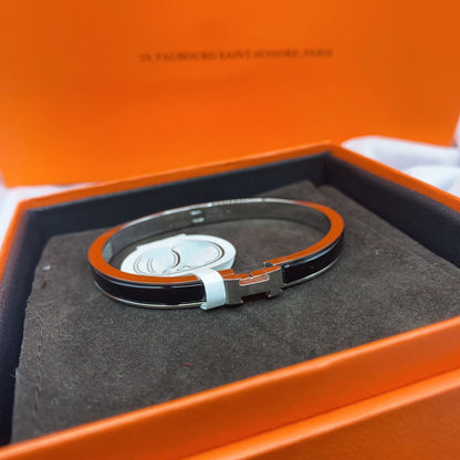 [LOXURA]CLASSIC HM CLIC BLACK 8MM ENAMEL BRACELET