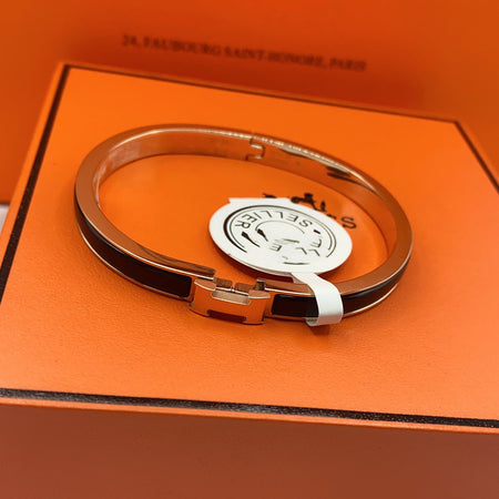[LOXURA]CLASSIC HM CLIC BLACK 8MM ENAMEL BRACELET