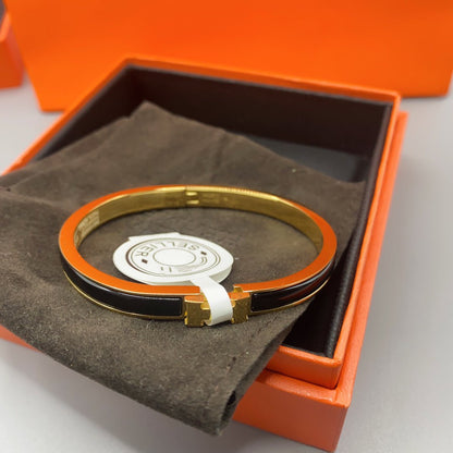[LOXURA]CLASSIC HM CLIC BLACK 8MM ENAMEL BRACELET