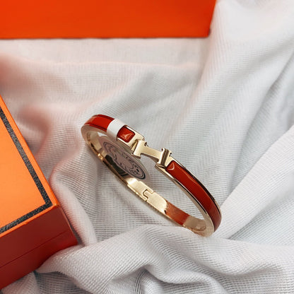 [LOXURA]CLASSIC HM CLIC RED 8MM ENAMEL BRACELET
