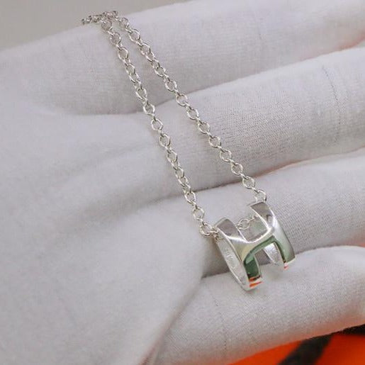 [LOXURA]HM NECKLACE H LETTER OVAL SERIES