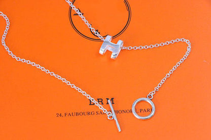 [LOXURA]HM NECKLACE H LETTER OVAL SERIES