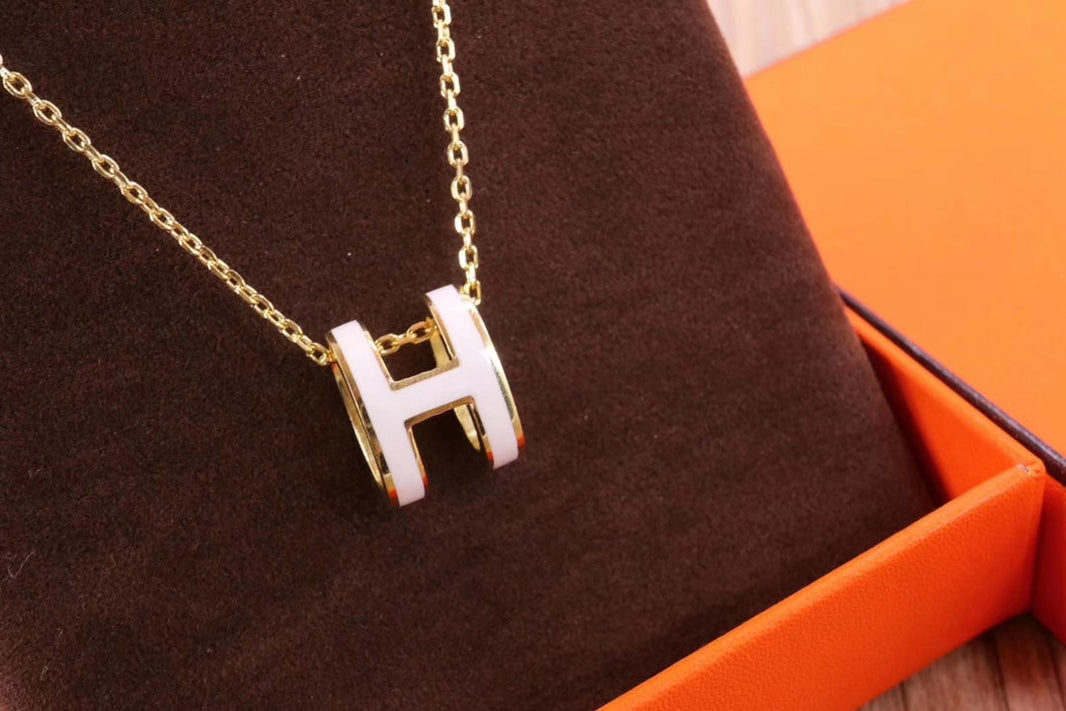 [LOXURA]HM CLIC YELLOW ENAMEL GOLD NECKLACE