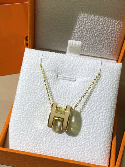 [LOXURA]HM CLIC YELLOW ENAMEL GOLD NECKLACE