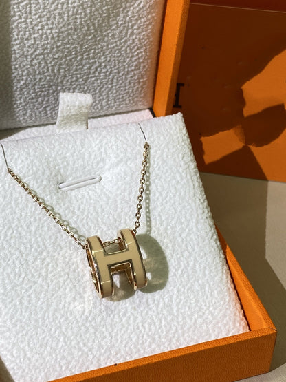 [LOXURA]HM CLIC YELLOW ENAMEL GOLD NECKLACE