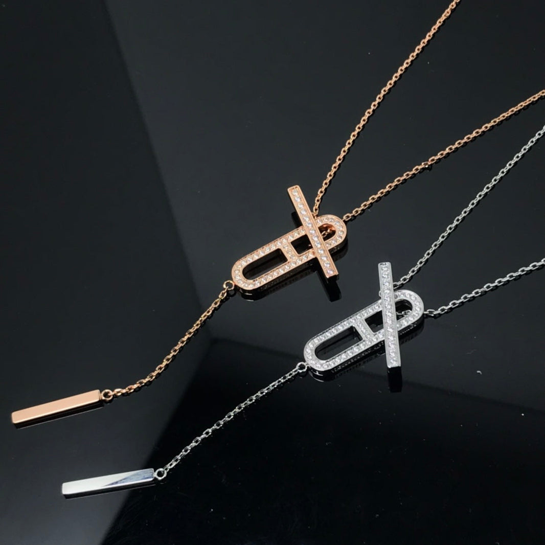 [LOXURA]HM NECKLACE PLATINUM ROSE GOLD DIAMOND