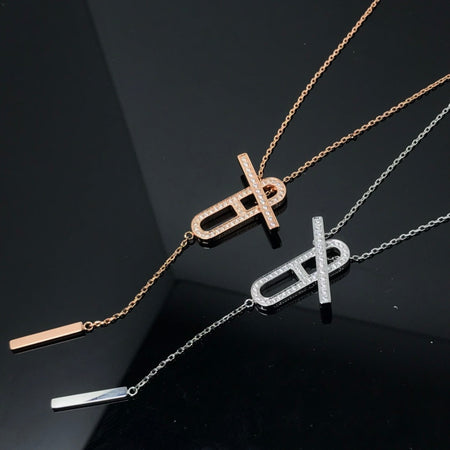 [LOXURA]HM NECKLACE PLATINUM ROSE GOLD DIAMOND