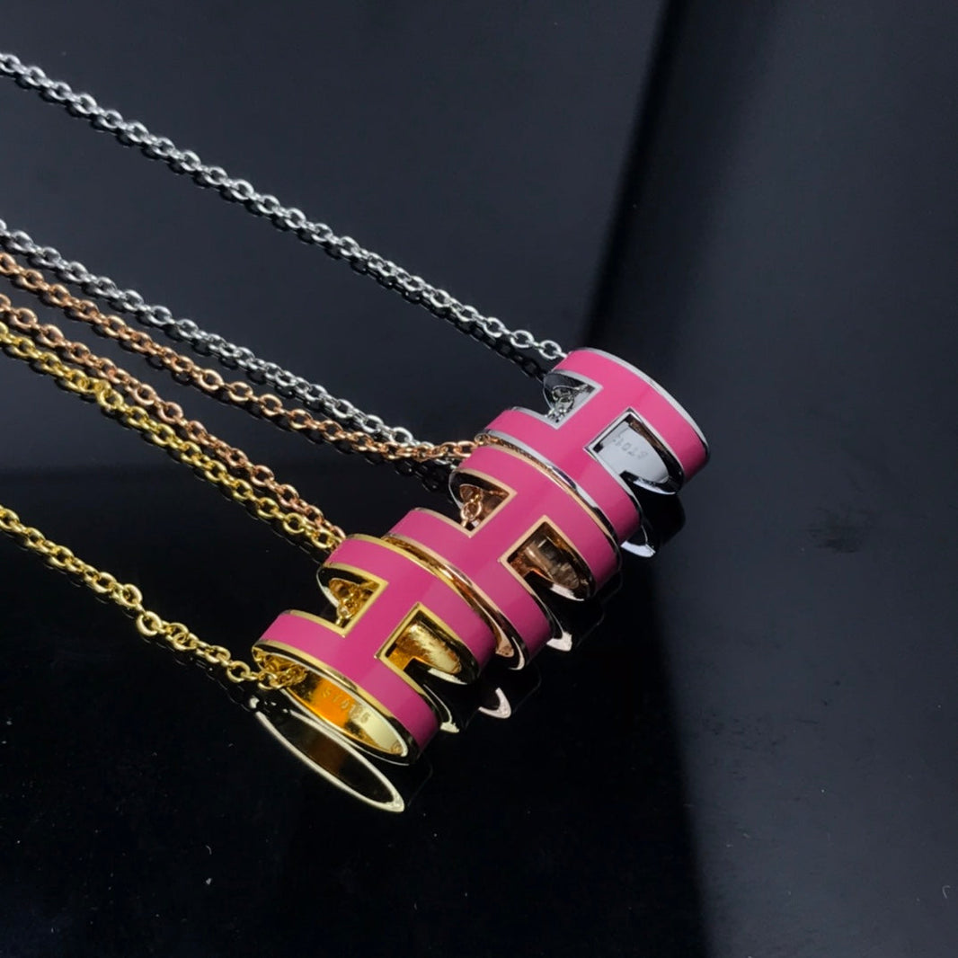 [LOXURA]H NECKLACE PINK