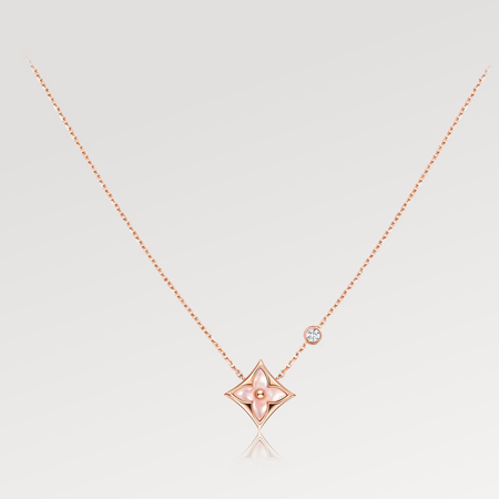 [LOXURA]STAR PINK MOP 1 DIAMOND PINK GOLD NECKLACE