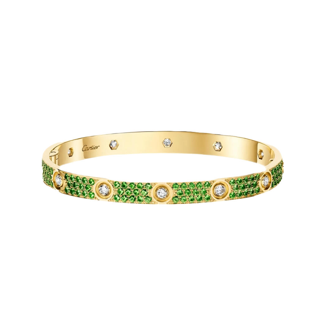 [LOXURA]2026 PAVE GEMSTONE LOVE BRACELET 6.1MM 10 DIAMONDS
