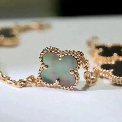 [LOXURA] CLOVER 5 MOTIF GRAY MOP BRACELET COLLECTION