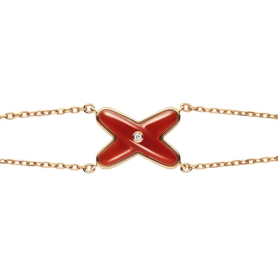 [LOXURA]JEUX BRACELET CARNELIAN PINK GOLD 1 DIAMOND