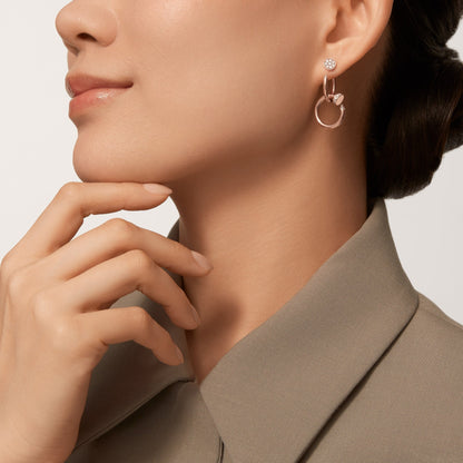 [LOXURA]JUSTE HALF DIAMOND DOUBLE EARRINGS