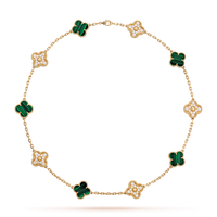 [LOXURA]CLOVER 10 MOTIFS MALACHITE DIAMOND NECKLACE
