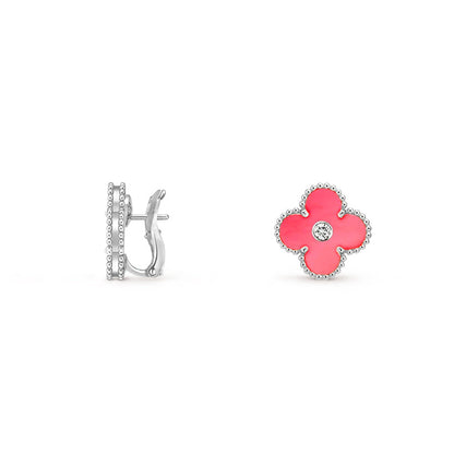 [LOXURA]CLOVER SILVER 15MM MOP DIAMOND EARRINGS COLLECTION