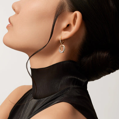 [LOXURA]TRINITY HALF DIAMOND  EARRINGS